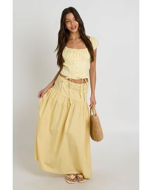 Boohoo Asymmetric Dropped Waist Maxi Skirt - Natural