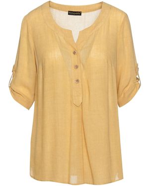 Conquista Linen Look Blouse - Yellow