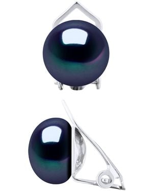 Ateliers Saint Germain Earrings Real Cultured Freshwater Pearls Button 9-10 Mm - Blue