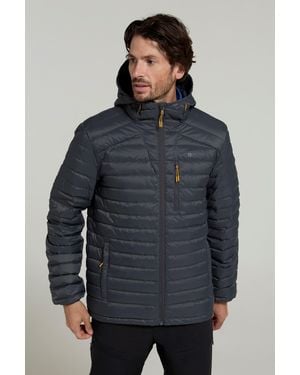 Mountain Warehouse 'Henry Ii' Down Padded Jacket Water Resistant Hooded Puffer Winter Coat Nylon - Grey