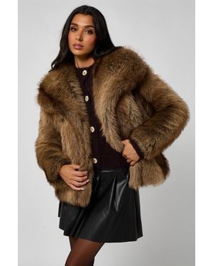 Urban Bliss Faux Fur Jacket - Brown