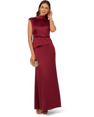 Adrianna Papell Satin Crepe Midi Dress - Red