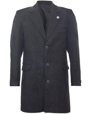 TruClothing Long Wool Slim Fit Overcoat - Blue
