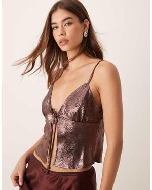 Miss Selfridge Satin Cami Top - Brown