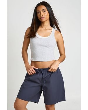 Boohoo Cotton Poplin Bermuda Short - Blue