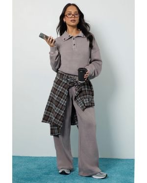 Boohoo Washed Funnel Neck Sweatshirt Tracksuit - Grey