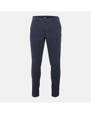 BOSS Kaito3 Solid Patterned Straight Chinos - Blue