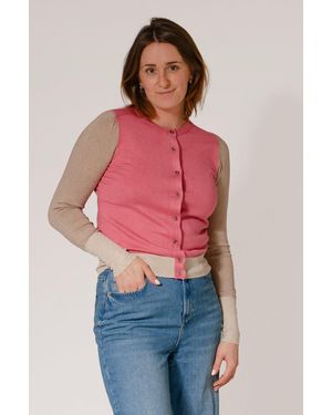 Secret Label Fine Knit Block Colour Cardigan - Green