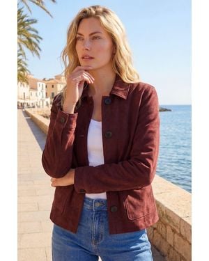 Roman Suedette Button Jacket - Red