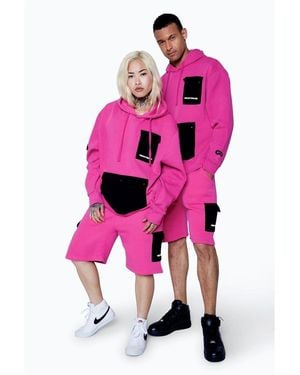 Hype Cargo Solid Patterned Shorts - Pink