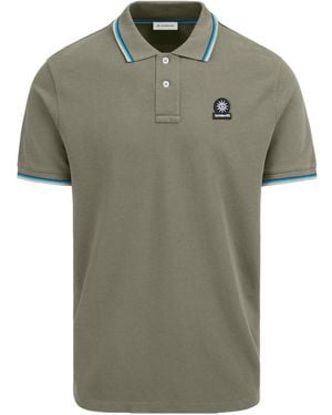 Sandbanks Badge Logo Tipped Polo Army Cotton - Green