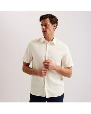 Ted Baker Short-Sleeve Plain Shirt - Natural