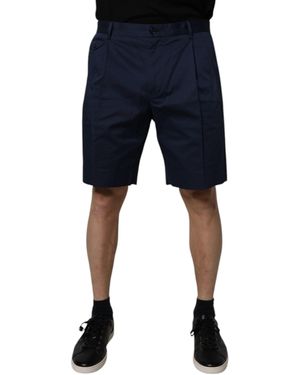 Dolce & Gabbana Pleated Cotton Shorts - Blue