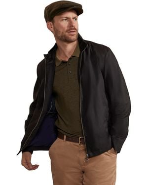 Mountain Warehouse 'Porthleven' Waxed Harrington Jacket Funnel Neck Everyday Coat Cotton - Black