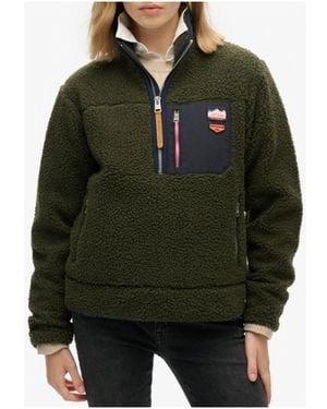 Superdry Sherpa Pullover Halfzip Pocket - Green