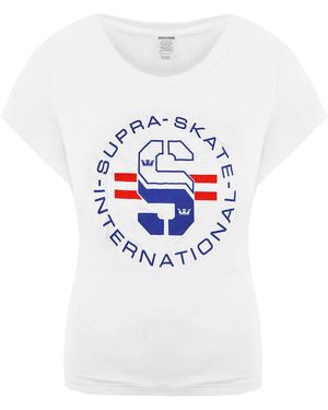 Supra Short Sleeve Round Neck Skate T-Shirt 192233 166 Cotton - White