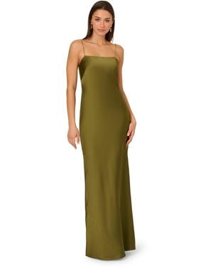 Adrianna Papell Stretch Satin Long Dress - Green