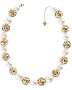 Guess Ubn01385Ygwh Ladies Logo Boule Necklace - Metallic