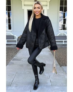 AX Paris Faux Shearling Coat - Blue