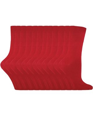 Sock Snob 12 Paar Kleurrijke Effen Katoenrijke Damessokken - Rood