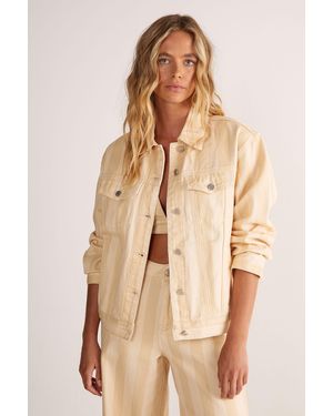 Nasty Gal Pinstripe Denim Jacket - Natural