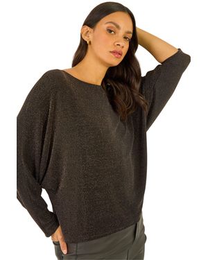 D.u.s.k Shimmer Batwing Stretch Top - Brown