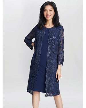 Gina Bacconi Yasmina Mock Jacket Dress - Blue