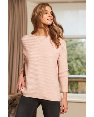 Sosandar Blush Super Soft Chevron Detail Jumper - Pink
