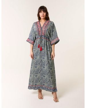 Blue Vanilla Embellished Kimono Dress - Blue
