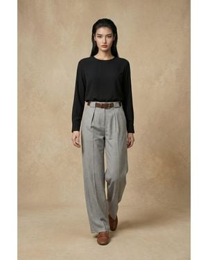 My Fashion High Waist Pleated Wide Leg Trousers - Natural