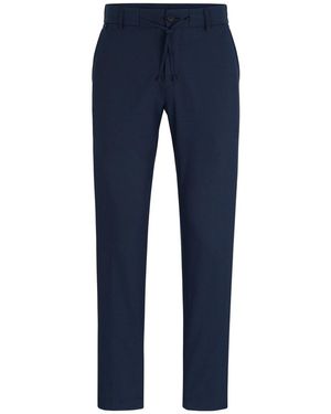 BOSS Genius Solid Patterned Straight Chinos - Blue