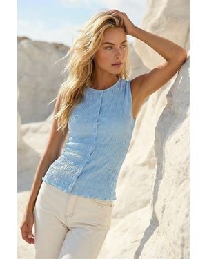 D.u.s.k Plisse Mock Button Top - Blue