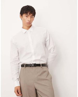 ASOS Formal Linen Blend Regular Shirt - White