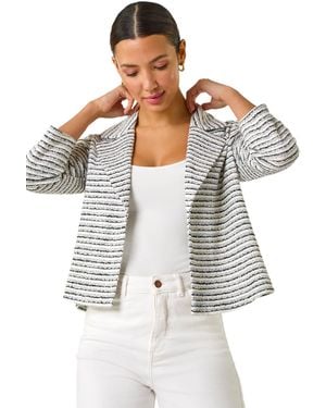 Roman Textured Stripe Collar & Revere Blazer - Grey