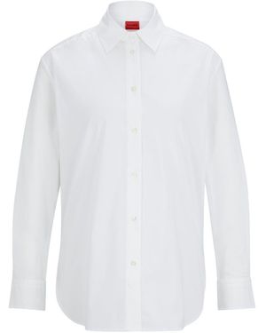 HUGO Relaxed Fit Long Sleeve T-Shirt - White