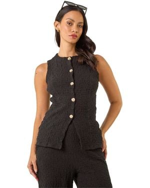 D.u.s.k Textured Stretch Waist Coat - Black