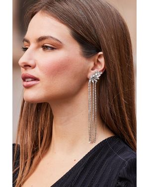 Sosandar Rhinestone Detail Diamante Drop Earrings - Brown