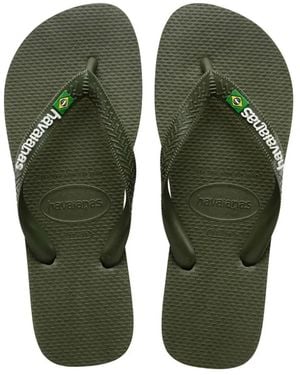 Havaianas Brasil Logo Dark Flip-Flops - Green