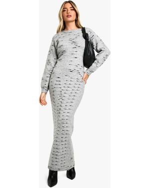Boohoo Soft Knit Marl Knitted Maxi Dress - Grey