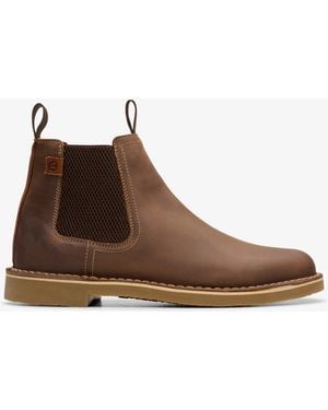 Clarks Shepton Easy Beeswax Leather Boots - Brown