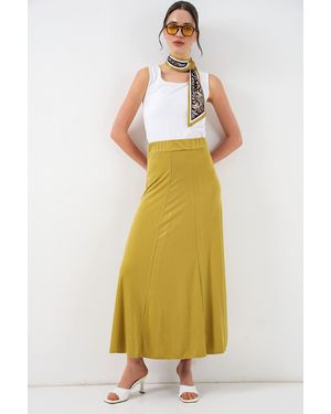 Bigdart High Waist A-Line Maxi Skirt - Green