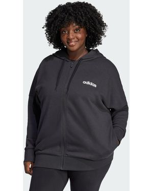 adidas Essentials Linear Full-Zip French Terry Hoodie - Black