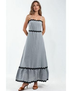 Msn-Collection Strapless Linen Maxi Dress - Grey