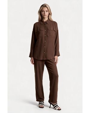 Msn-Collection Linen Cotton Suit Set - Brown
