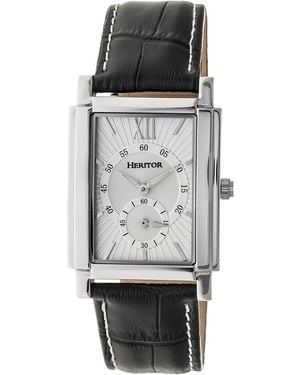 Heritor Frederick Leather-Band Watch - Grey
