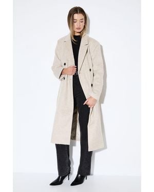 MissPap Wool Look Structured Shoulder Coat - White