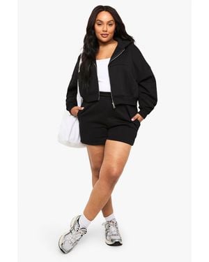Boohoo Plus Thick Waist Band Shorts - Black