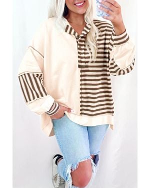 Azura Exchange Colour Block Striped Top - White