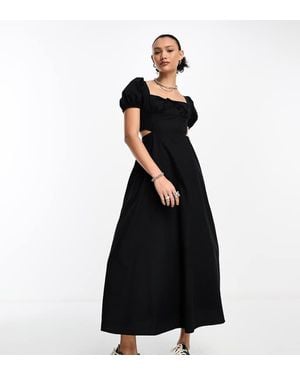 Collusion Milkmaid Cut Out Detail Maxi Dress - Black