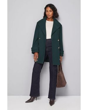 Wallis Mid Length Double Breasted Coat - Blue